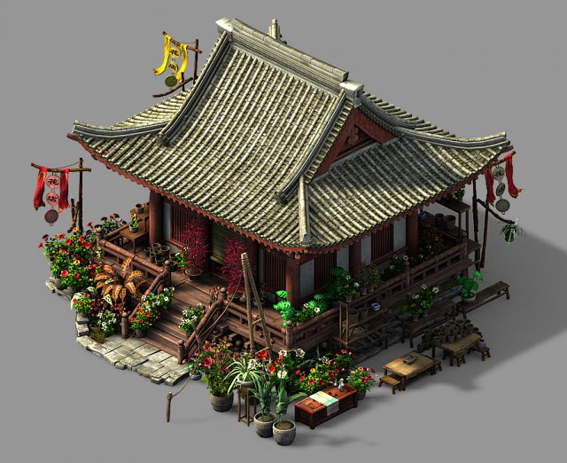 song dynasty-florist 01 3D 模型 .c4d .max .obj .3ds .fbx .stl .blend