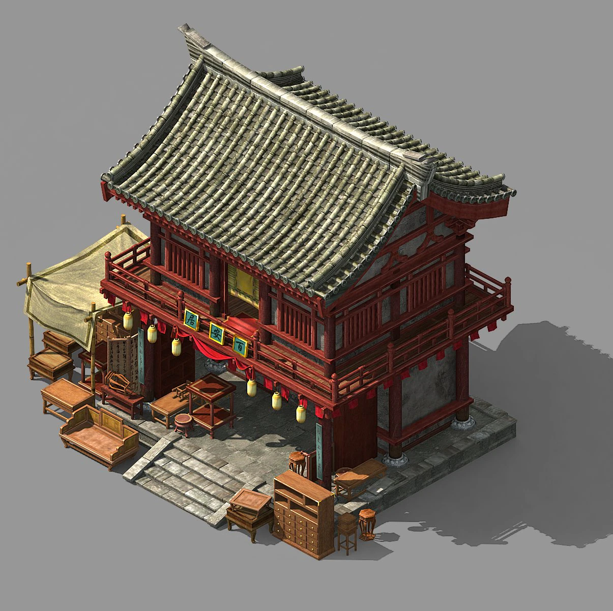 song dynasty-furniture store 001 3D Model .c4d .max .obj .3ds .fbx .stl .blend 