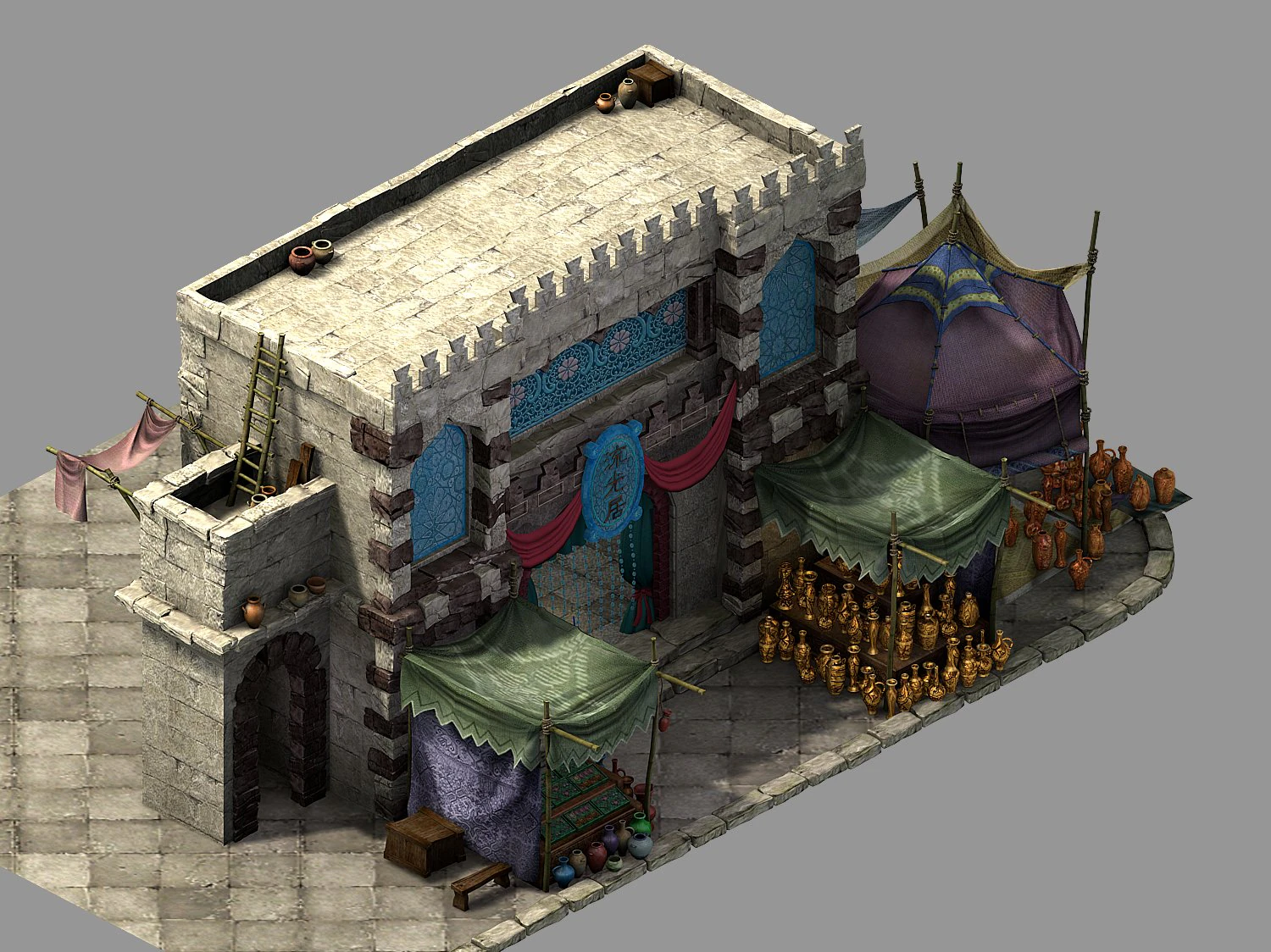 song dynasty-streamer house 01 3D Model .c4d .max .obj .3ds .fbx .stl .blend 