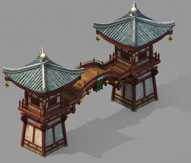 song dynasty-gate building 001 3D 模型 .c4d .max .obj .3ds .fbx .stl .blend 