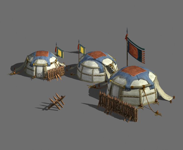 fort-small barracks-tent 9 Model 3D .c4d .max .obj .3ds .fbx .stl .blend 