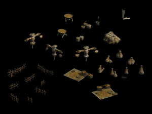 stele-wall-wood-props 3Dモデル