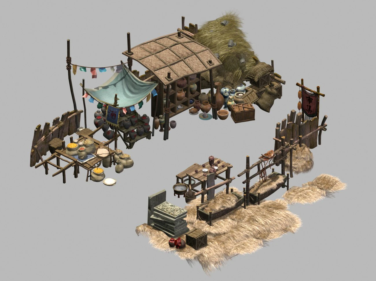 icewind valley-city-market 12 3D Model .c4d .max .obj .3ds .fbx .stl .blend 