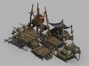 barracks-prairie-yuan army snare drum stand 3D मॉडल