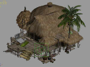thatched house-village head-leaders home 3D Model