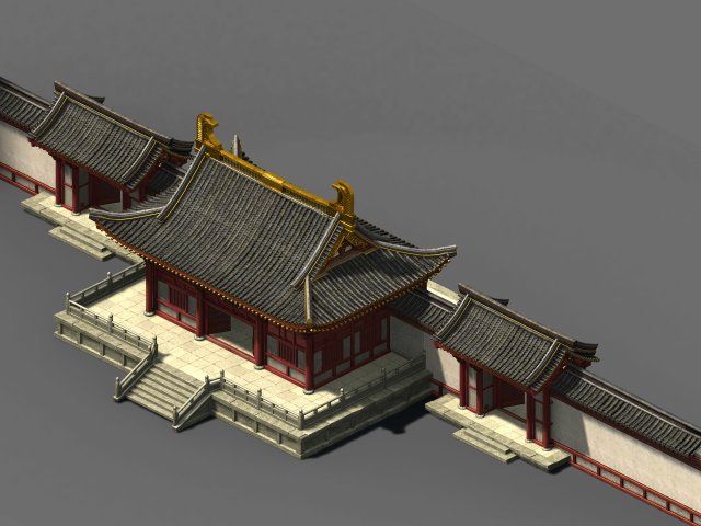 large mansion-continuous gate 32 Modello 3D .c4d .max .obj .3ds .fbx .stl .blend 