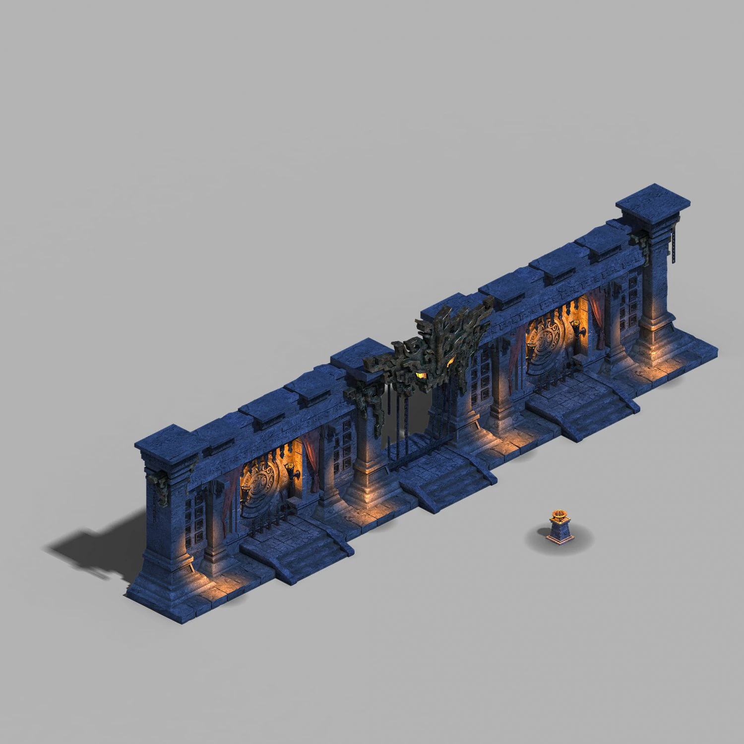 underground palace-tomb-gate-wall 02 3D Model .c4d .max .obj .3ds .fbx .stl .blend