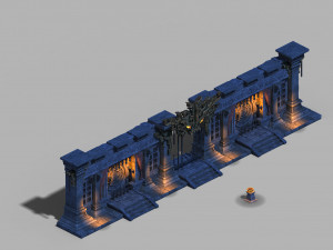 underground palace-tomb-gate-wall 02 3D Model