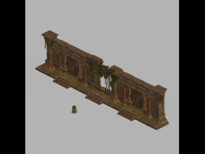 underground palace-tomb-gate-wall 02 3D Model
