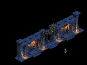 underground palace-tomb-gate-wall 02 3D Model
