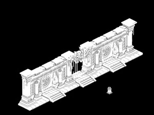 underground palace-tomb-gate-wall 02 3D Model