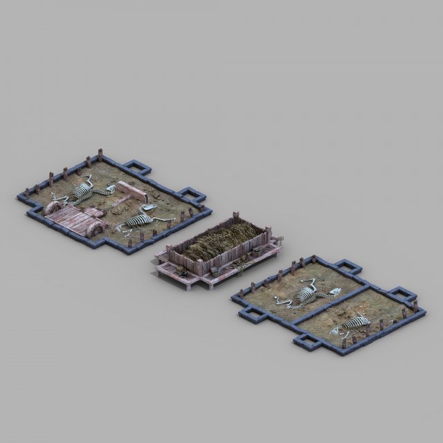 underground palace-funeral-horse-food trough 20 3D Model .c4d .max .obj .3ds .fbx .stl .blend 