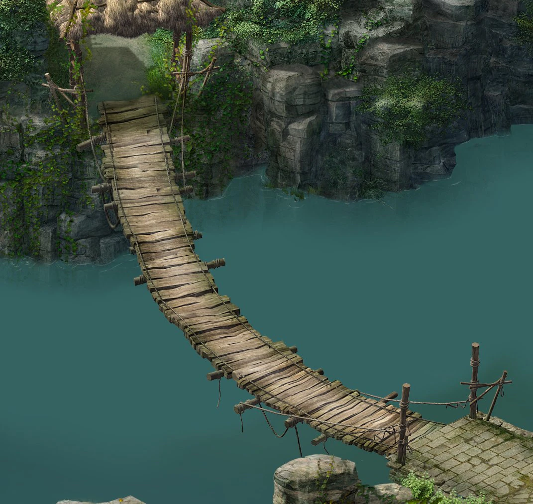suspension bridge-plank-rope-bridge 3D Model .c4d .max .obj .3ds .fbx .stl .blend