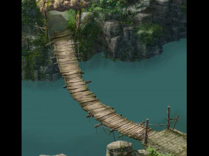 suspension bridge-plank-rope-bridge 3D Model