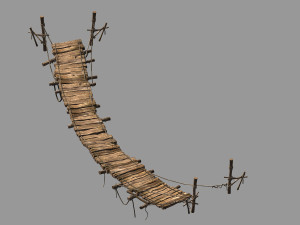 suspension bridge-plank-rope-bridge 3D Model