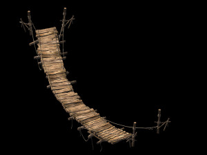 suspension bridge-plank-rope-bridge 3D Model