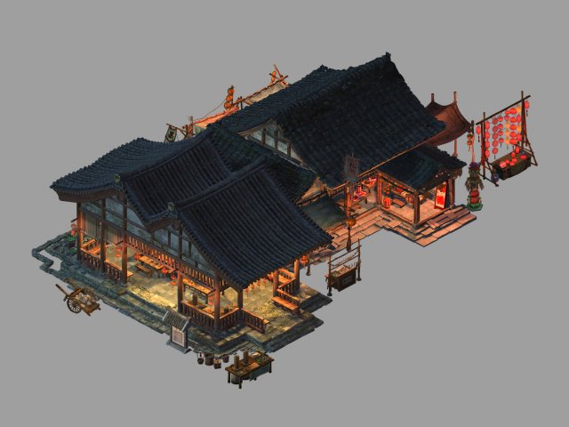 restaurant-grocery store-lantern 12 3D Model .c4d .max .obj .3ds .fbx .stl .blend