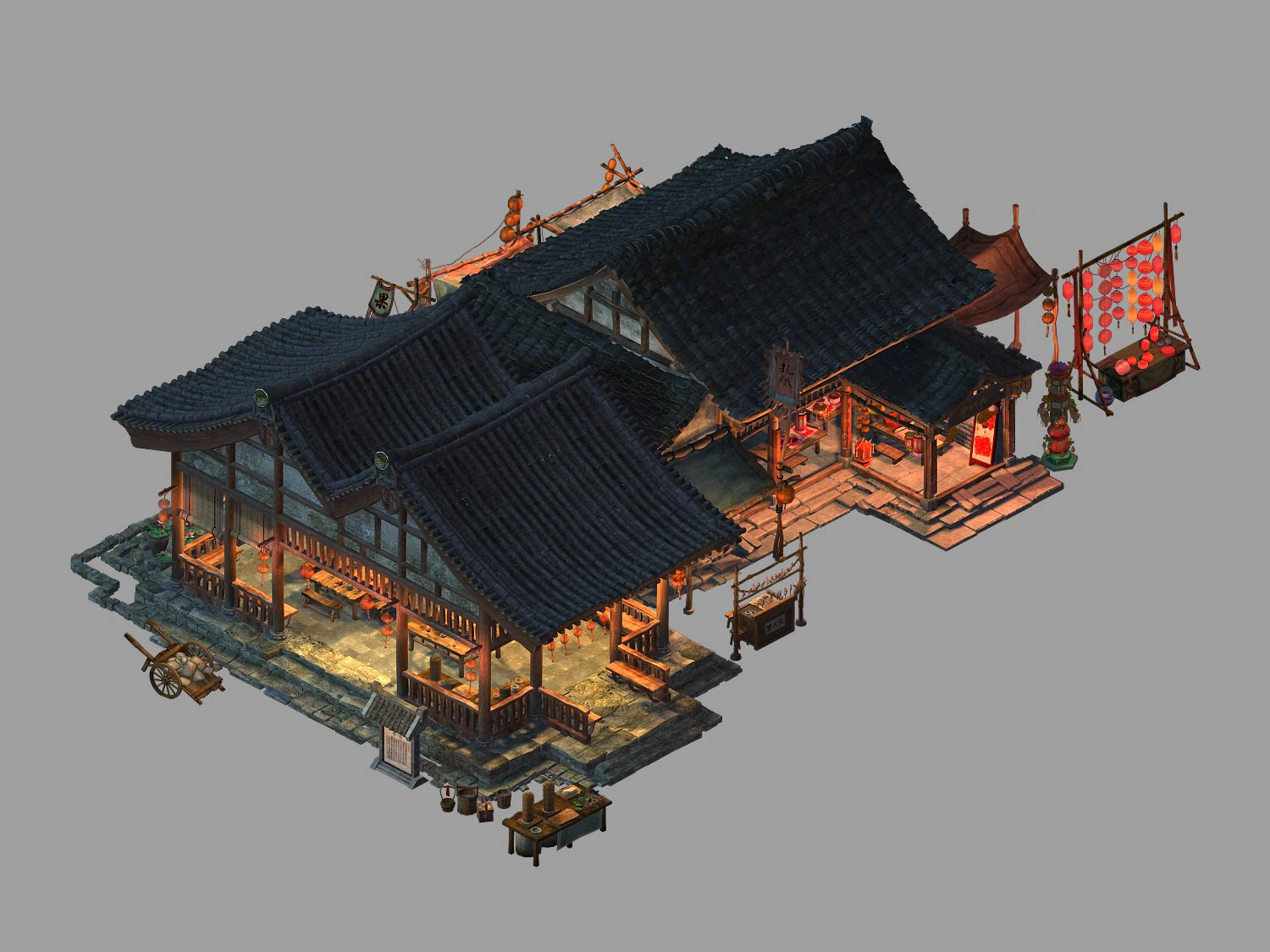 restaurant-grocery store-lantern 12 3D Model .c4d .max .obj .3ds .fbx .stl .blend 
