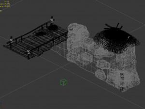 axe gang-thatched house-wooden bridge 09 Modèle 3D