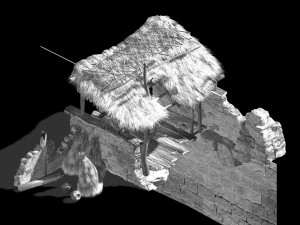axe gang-mud house-thatched house Modèle 3D