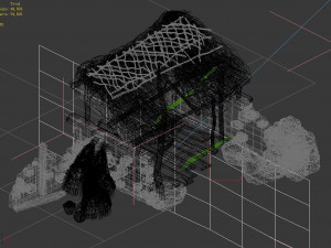 axe gang-mud house-thatched house Modèle 3D