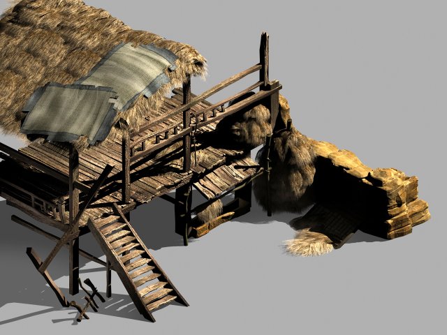 axe gang-rag-canopy-wooden ladder 3D 模型 .c4d .max .obj .3ds .fbx .stl .blend