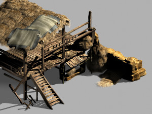 axe gang-rag-canopy-wooden ladder Modèle 3D
