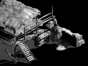 axe gang-rag-canopy-wooden ladder 3D 模型