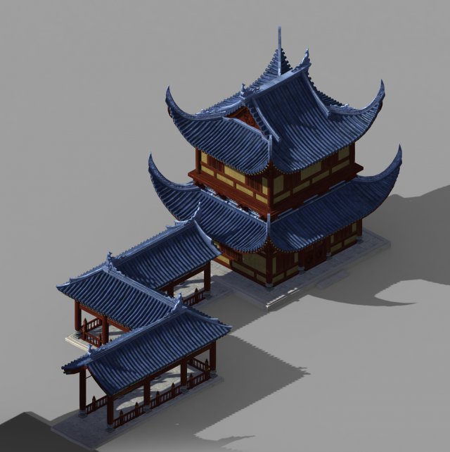 building-wooden house-double storey-corridor 32 3D-Modell .c4d .max .obj .3ds .fbx .stl .blend 