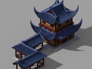 building-wooden house-double storey-corridor 32 3D Model