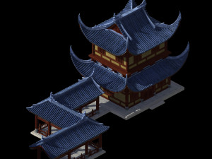 building-wooden house-double storey-corridor 32 3D-Modell