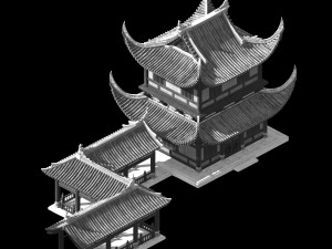 building-wooden house-double storey-corridor 32 3D-Modell