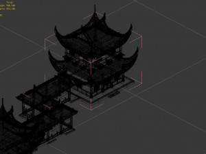 building-wooden house-double storey-corridor 32 3D-Modell