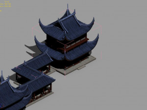 building-wooden house-double storey-corridor 32 3D-Modell