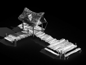 port-straw shed-wooden bridge 20 3D-Modell