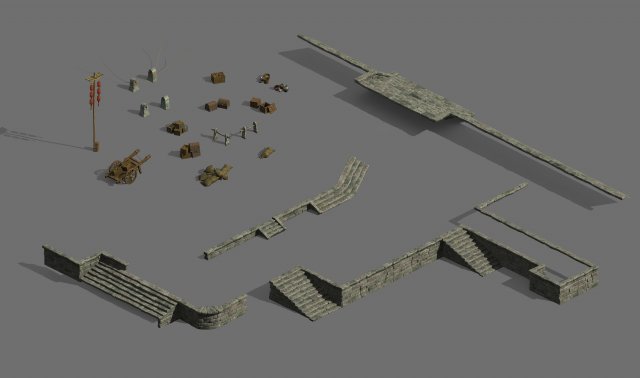 port-terrain-props-stone ladder-treasure box 6 3Dモデル .c4d .max .obj .3ds .fbx .stl .blend 