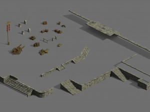 port-terrain-props-stone ladder-treasure box 6 Modelo 3D