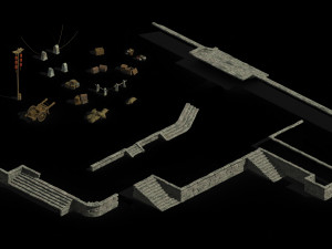 port-terrain-props-stone ladder-treasure box 6 3Dモデル