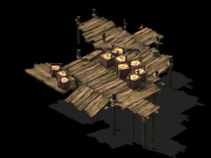 port-cargo-wooden table-ship plate 32 3D Model