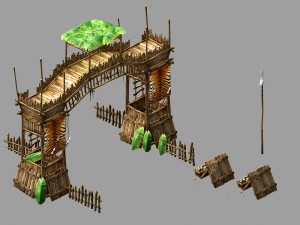 barbarian tribe-wooden door-banana leaf 12 3Dモデル
