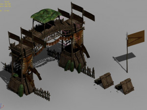 barbarian tribe-wooden door-banana leaf 12 3D मॉडल