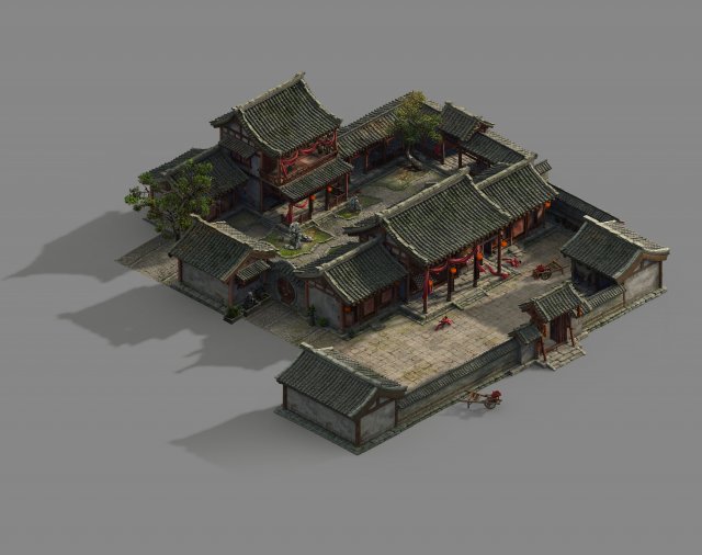 gao laozhuang-architecture-siheyuan 12 3D Модель .c4d .max .obj .3ds .fbx .stl .blend 