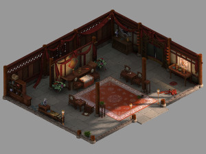 gao laozhuang-front hall-interior 02 3D Model