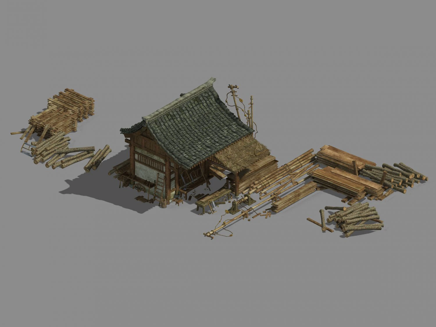 craftsman-lumber yard 13 3D Model .c4d .max .obj .3ds .fbx .stl .blend 