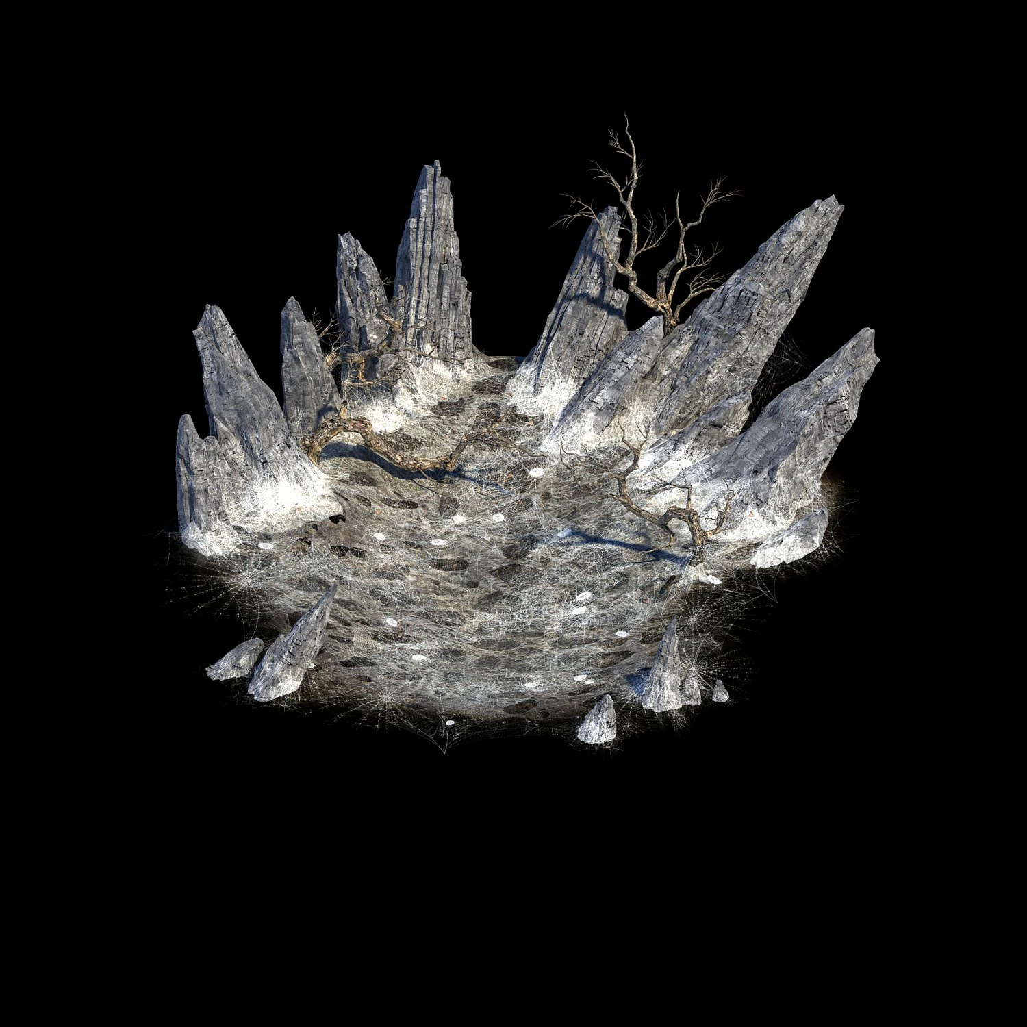 public map-mountain-dead tree-spider web 3D Model .c4d .max .obj .3ds .fbx .stl .blend 