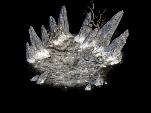 public map-mountain-dead tree-spider web 3D Model