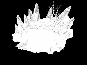 public map-mountain-dead tree-spider web 3D Model