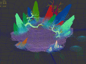 public map-mountain-dead tree-spider web 3D Model