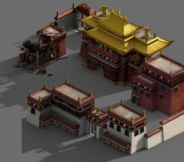 guanyinyuan-religion-damaged-temple 12 3D 模型 .c4d .max .obj .3ds .fbx .stl .blend 
