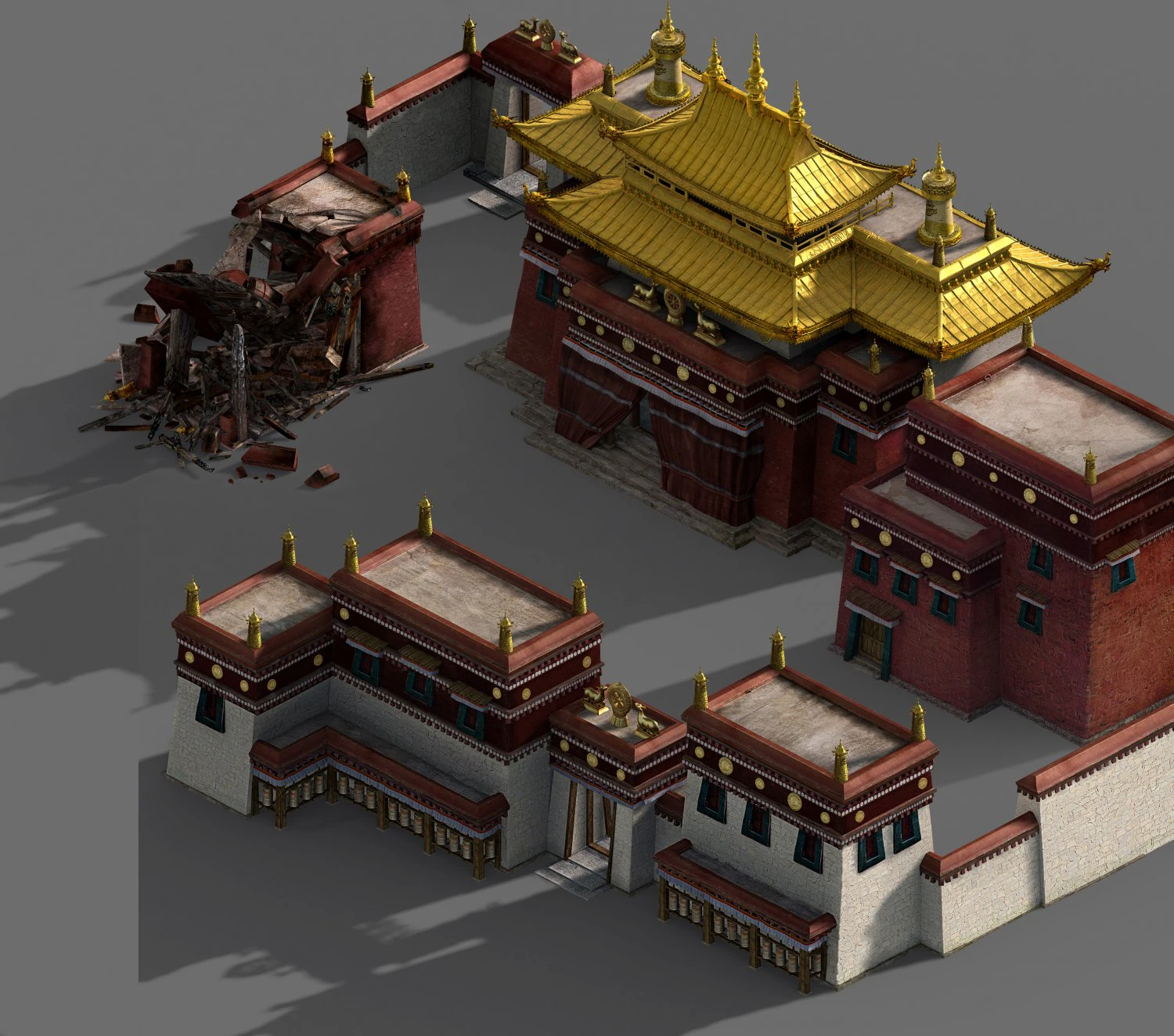 guanyinyuan-religion-damaged-temple 12 3D Model .c4d .max .obj .3ds .fbx .stl .blend
